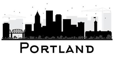 Portland stad horizon zwart en wit silhouet. vector