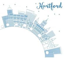 schets hartford horizon met blauw gebouwen en kopiëren ruimte. vector