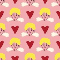 luxe bizar engelen en hart valentijnsdag dag patroon. illustratie in een tekening stijl vector