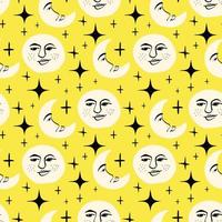 zon en maan patroon. freaky eigenzinnig patroon met zon en maan. illustratie in tekening stijl vector