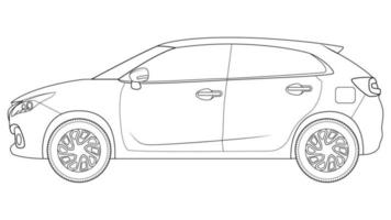 premie hatchback auto vector, gemakkelijk auto schets vector illustratie