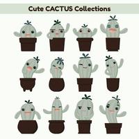 schattig cactus collecties vector