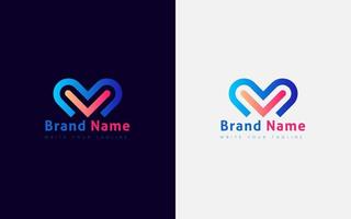 meetkundig teken hart logo. modern bedrijf logo met helling kleur. zakelijke branding vector