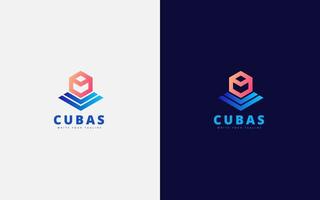 kubus leerzaam logo. modern bedrijf logo met helling kleur. zakelijke branding. vector