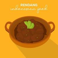 vlak ontwerp Indonesisch voedsel rendang illustratie vector
