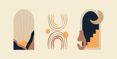 moderne minimalistische abstracte esthetische illustraties vector