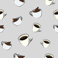 koffie kop patroon naadloos vector Aan grijs achtergrond , koffie patroon naadloos behang