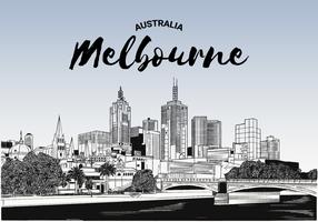 Melbourne Skyline Vector Schetsmatige Illustratie