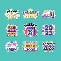 nieuw jaar feest babbelen sticker reeks vector