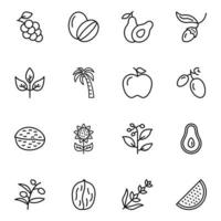 pak van natuurlijk fruit pictogrammen vector