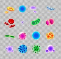 bacteriën en virussen pictogrammen instellen vector