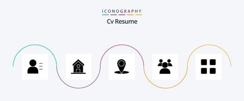 CV hervat glyph 5 icoon pak inclusief . studenten . wetenschap. onderwijs . onderwijs vector