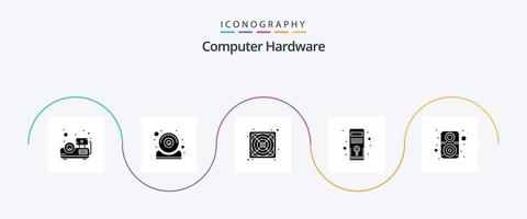 computer hardware glyph 5 icoon pak inclusief spreker. hardware. stroom. computer. pc vector