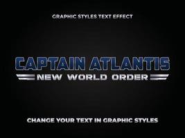 gezagvoerder Atlantis blauw zilver helling bewerkbare tekst effect vector