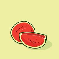 vers en sappig geheel en voor de helft plakjes watermeloenen vector kunst illustratie. fruit illustratie voor boerderij markt menu. gezond voedsel ontwerp