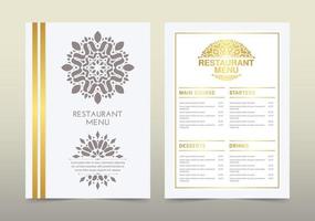 gouden restaurantmenu met elegante decoratieve stijl vector
