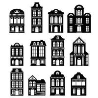 gebouw huis silhouet bundel monochroom vector