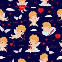 Cupido in Valentijn dag naadloos patroon vector