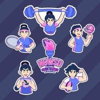 meisjes en Dames in sport sticker vector