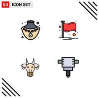 4 creatief pictogrammen modern tekens en symbolen van nacklace stier land plaats schedel bewerkbare vector ontwerp elementen