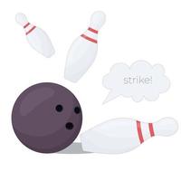 bowling pinnen en bal vector