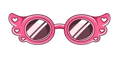 heet roze tinten zonnebril met hart patroon clip art. funky partij bril eyewear tekenfilm vector illustratie.