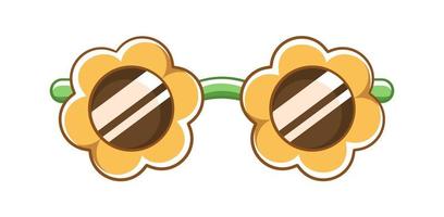 geel bloem zonnebril clip art. funky partij bril vector illustratie.