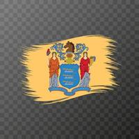 nieuw Jersey staat vlag in borstel stijl Aan transparant achtergrond. vector illustratie.