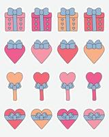 verzameling van Valentijn dag stickers. kogel logboek stickers, planner, plakboek stickers ontwerp. vector