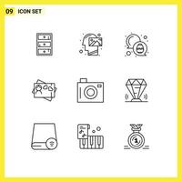 pictogram reeks van 9 gemakkelijk contouren van vakantie hart visie liefde ei bewerkbare vector ontwerp elementen