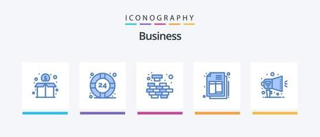 bedrijf blauw 5 icoon pak inclusief Promotie. Aankondiging. logica. factuur. rekening. creatief pictogrammen ontwerp vector