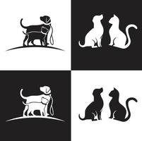 kat en hond silhouet vector illustratie