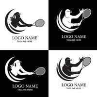 tennis logo vector tennis speler silhouet Mens en vrouw