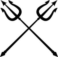 Poseidon drietanden icoon Aan wit achtergrond. gekruiste harpoenen teken. drietand silhouet symbool. vlak stijl. vector