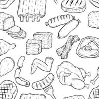 naadloos patroon van vlees of barbecue Aan wit achtergrond vector