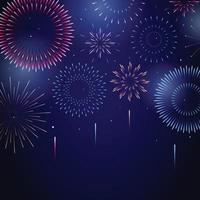 kleurrijk vuurwerk met donker achtergrond vector