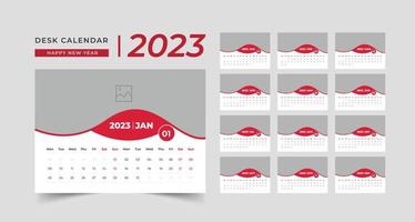 reeks bureau kalender 2023 sjabloon creatief ontwerp, 12 maanden inbegrepen, zakelijke bureau kalender vector