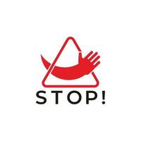 driehoek stop hand teken symbool pictogram vector