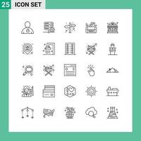 voorraad vector icoon pak van 25 lijn tekens en symbolen voor hotel facebook instelling sociaal mobiel bewerkbare vector ontwerp elementen