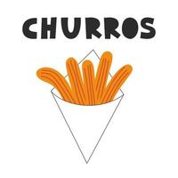 traditioneel Spaans en Mexicaans churro's. Latijns Amerikaans keuken donuts in een pak. vector vlak illustratie.