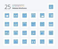 website wireframe 25 blauw kleur icoon pak inclusief web. bladzijde. internetten. http fout. tekst vector