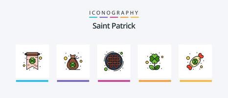 heilige Patrick lijn gevulde 5 icoon pak inclusief Ierland. elf van Ierse folklore. Ierland. Iers. dag. creatief pictogrammen ontwerp vector