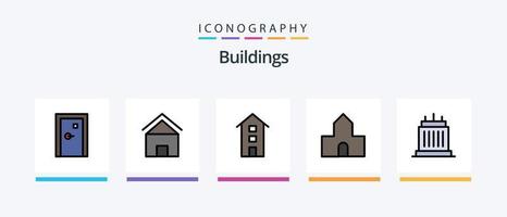 gebouwen lijn gevulde 5 icoon pak inclusief uae monument. dubai. christen gebouw. burj al arabier. eigendom. creatief pictogrammen ontwerp vector