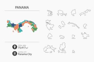 kaart van Panama met gedetailleerd land kaart. kaart elementen van steden, totaal gebieden en hoofdstad. vector