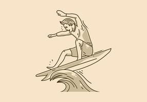wijnoogst illustratie van Mens surfing Aan de golven vector