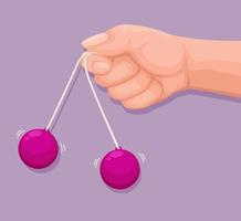 hand- Holding latto-latto of clackers bal speelgoed- symbool tekenfilm illustratie vector