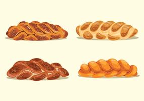 Set Illustratie Van Zelfgemaakte Challah Brood vector
