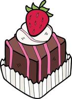 hand- getrokken chocola cupcakes met aardbeien illustratie vector