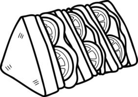 hand- getrokken belegd broodje gesneden illustratie vector