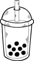 hand- getrokken bubbel melk thee illustratie vector